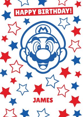 Super Mario Bros Starry Personalised Name Birthday Card