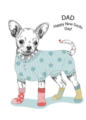 Modern Cute Dog Illustration Dad Happy New Socks Day Birthday Card