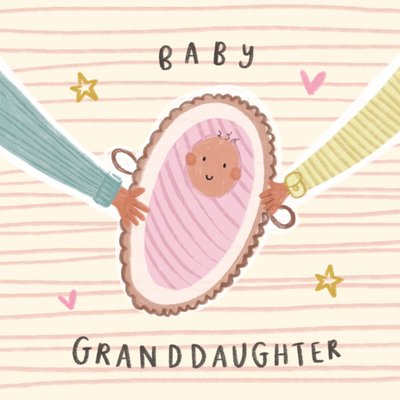 Cute Illustrated Baby Granddaughter New Baby Card