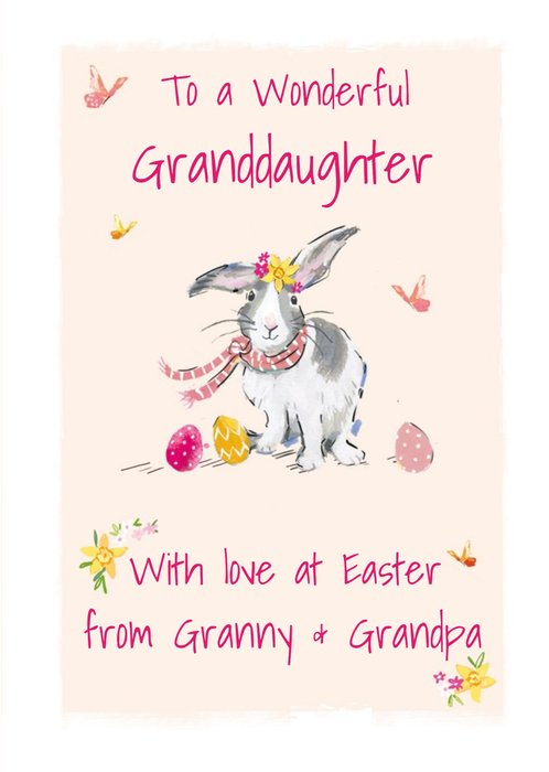 Easter Card - Granddaughter - Easter Bunny - Easter Eggs