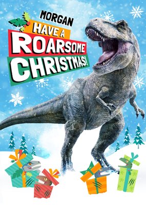 Roarsome Christmas T Rex Illustrated Jurassic World Card