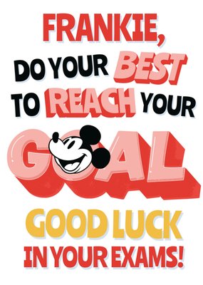 Disney Mickey Mouse Do You Best To Reach Your Goal Typographic Exams Good Luck Card
