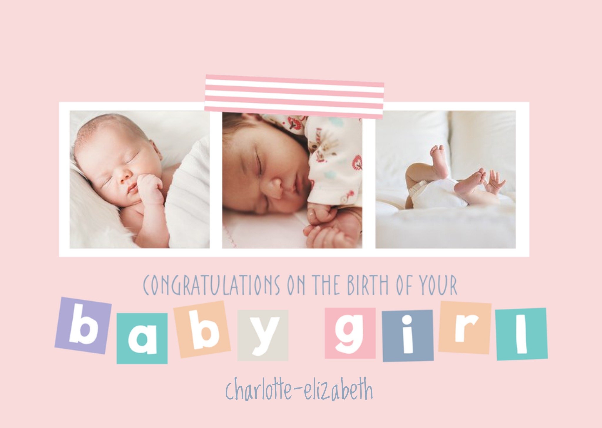 Moonpig New Baby Girl Photo Upload Card