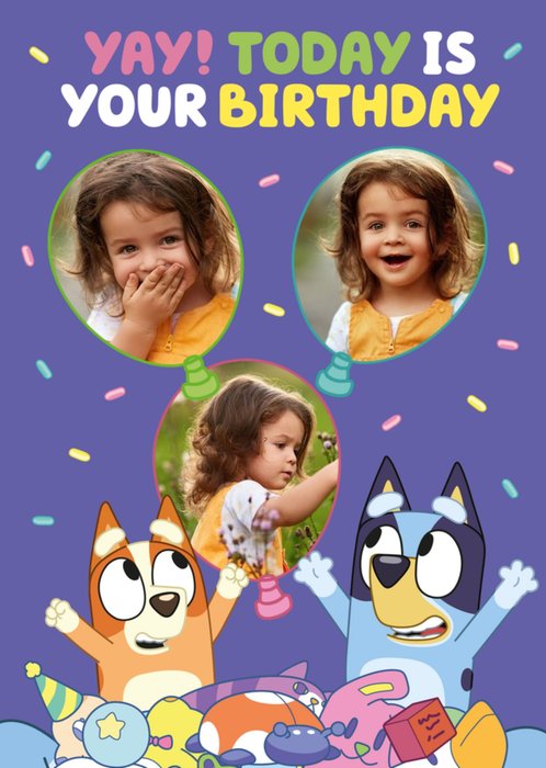 Bluey Yay Today Is Your Birthday Photo Upload Card