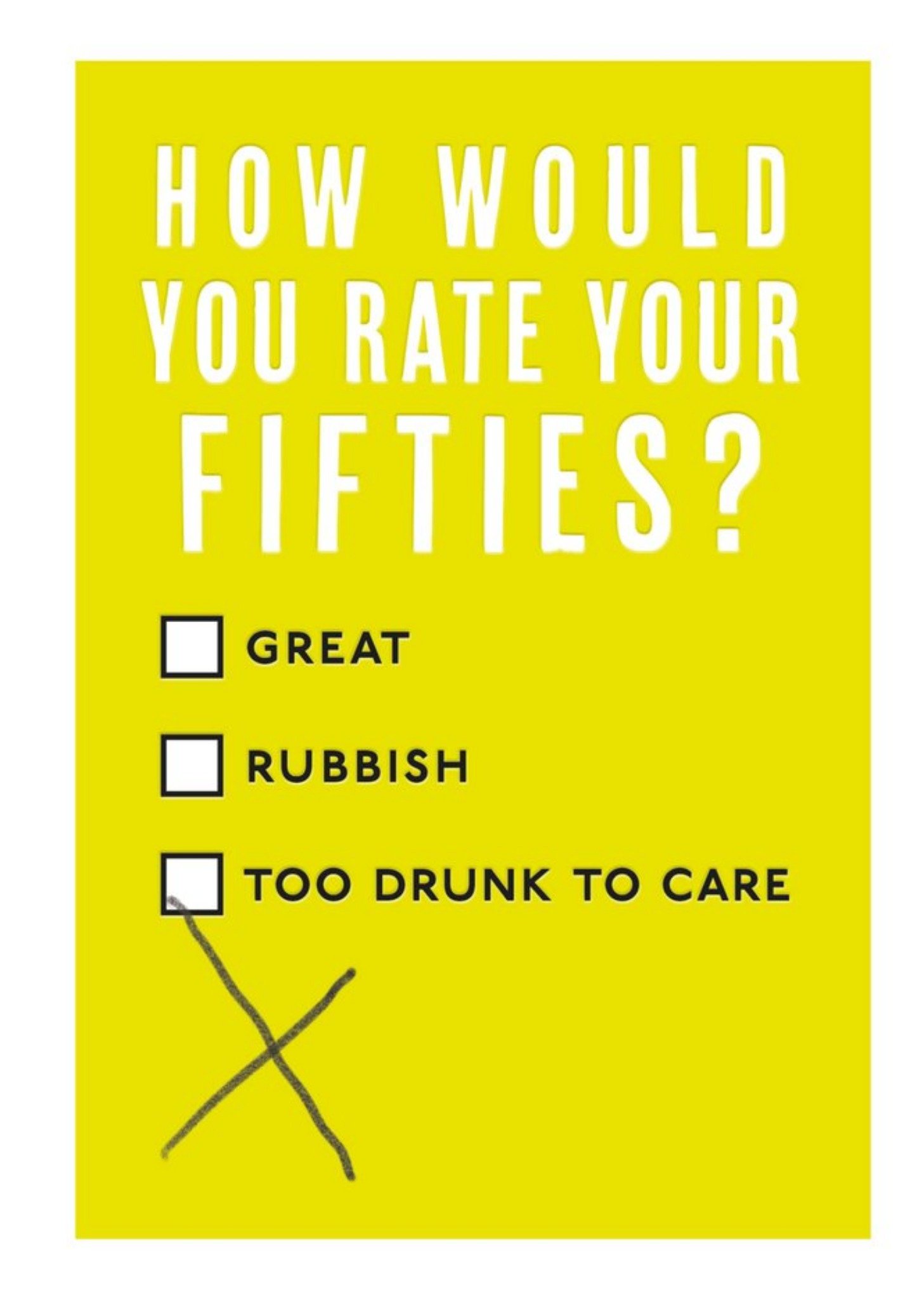 Friends Mungo And Shoddy Typographic Alcohol Funny Fifties 50 Birthday Card