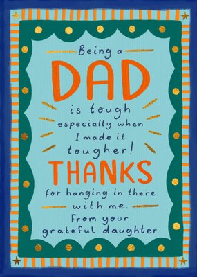 Thanks From Your Grateful Daughter Typography Father's Day Card