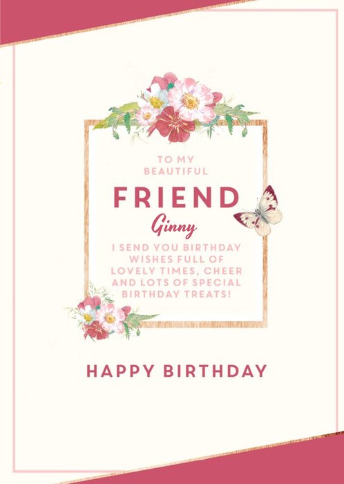 Traditional birthday card - beautiful friend