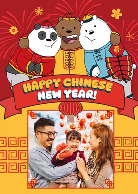 We Bare Bears Happy Chinese New Year Photo Upload Card