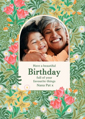 William Morris Favourite Things Floral Photo Upload Birthday Card