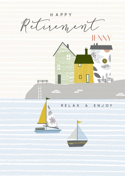 Illustrated Boats Sailing Retirement Card