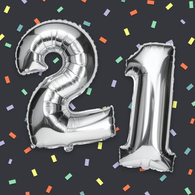 21 Balloon Confetti Typography Birthday Card