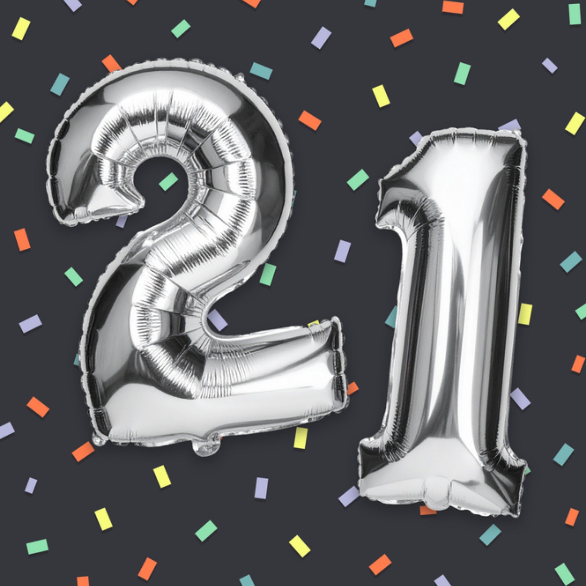 Moonpig 21 Balloon Confetti Typography Birthday Card