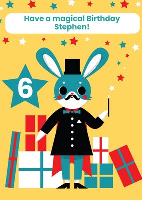 Kids Birthday Card - Magician - Magic - Animals - Rabbit