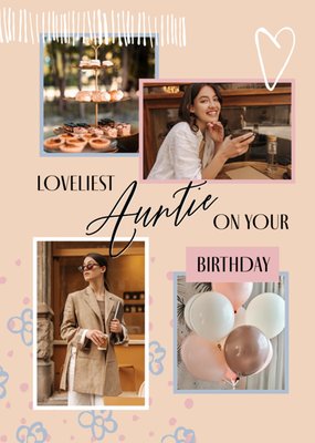 Loveliest Auntie On Your Birthday Photo Upload Collage Card