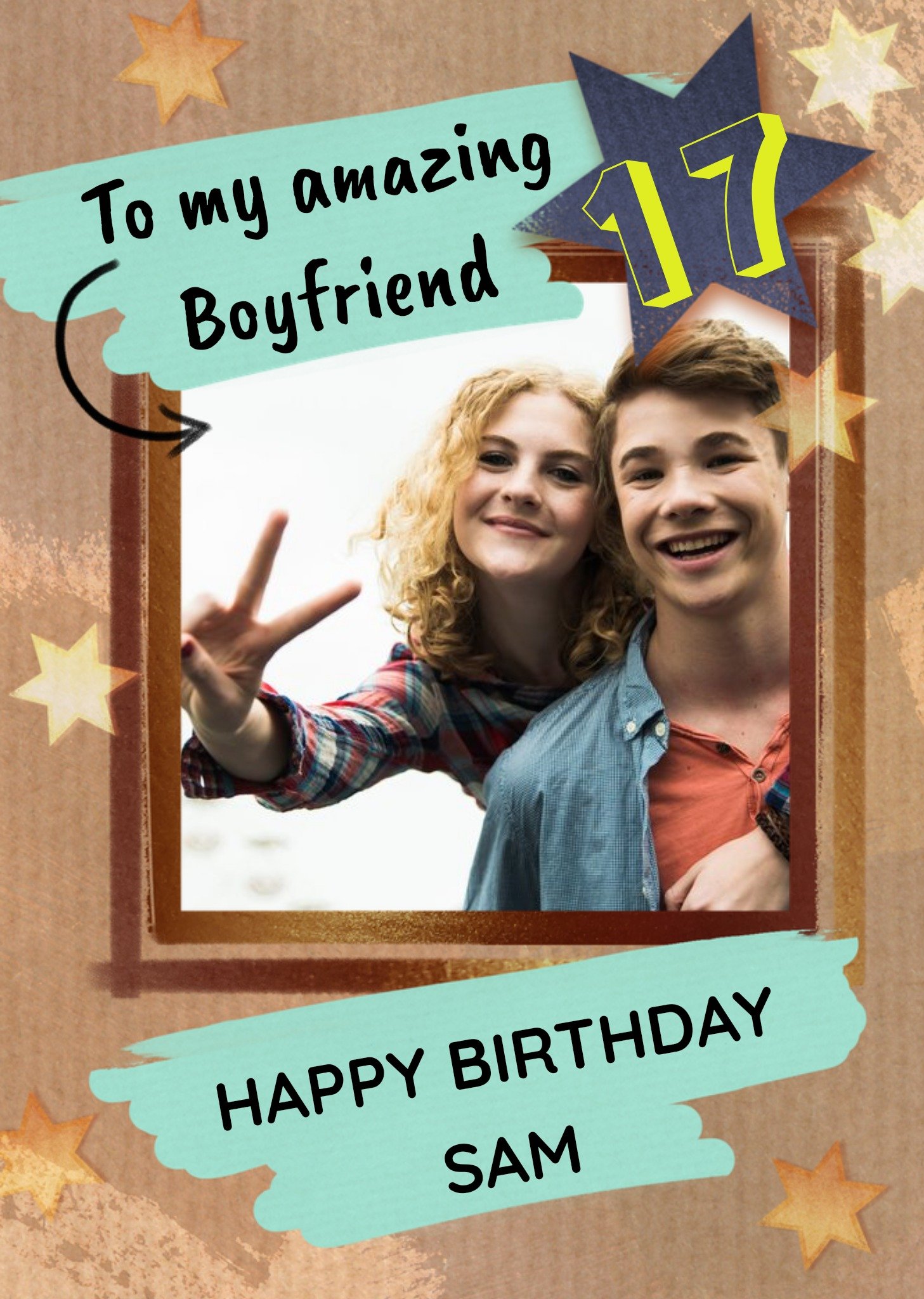 Moonpig Illustrated Stars To My Amazing Boyfriend Photo Upload Birthday Card