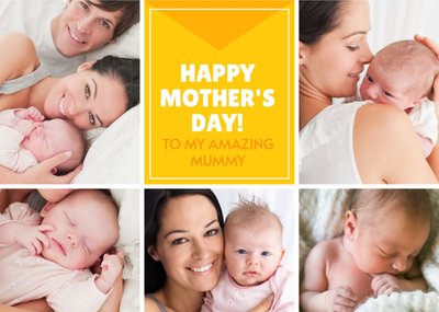 Bright Yellow Multi Photo Happy Mother's Day Card