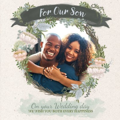 Wedding Card - Photo Upload -Son - Newly Weds - Floral