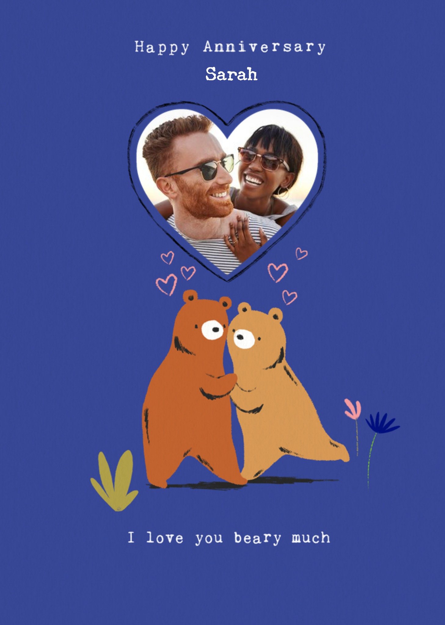 Moonpig Cute Two Bears Hugging Each Other I Love You Beary Much Photo Upload Anniversary Card