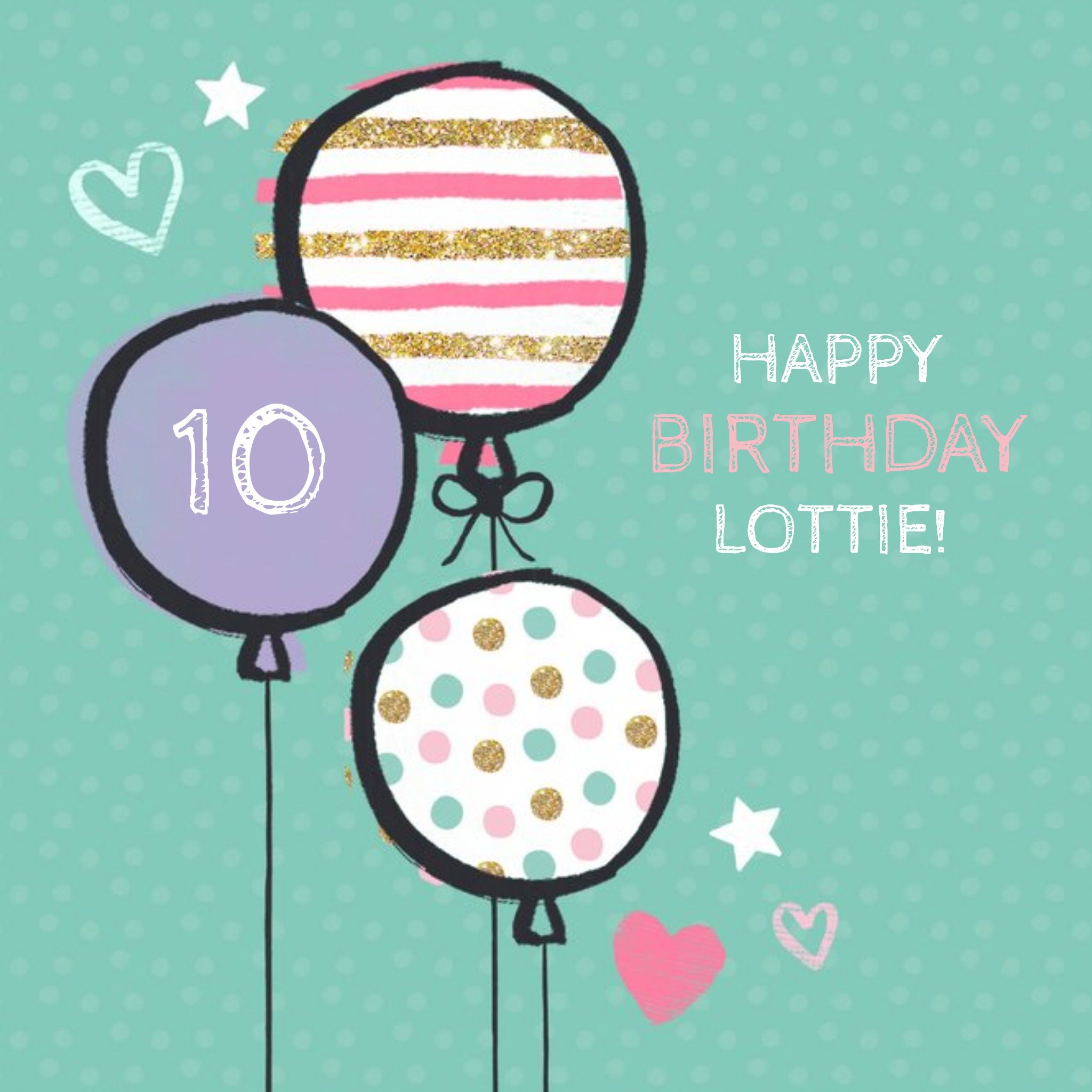 Moonpig Patterned Balloons Personalised 10th Birthday Card
