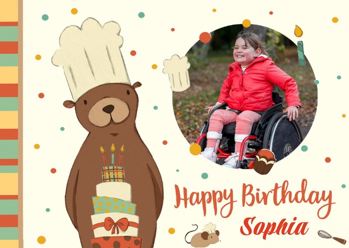 Personalised Bear Chef Happy Birthday Photo Card