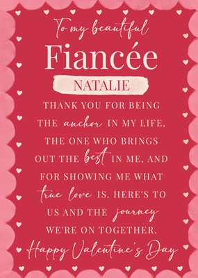 Loving To My Beautiful Fiance Typography Valentine's Day Card