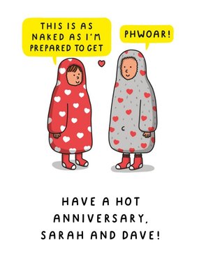 Illustration Of A Couple Wearing Oodies Humorous Anniversary Card