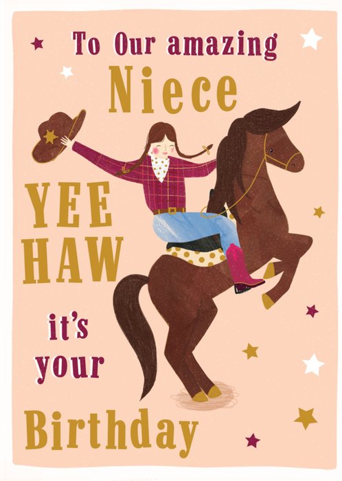 Scribbler Amazing Niece Yee Haw It's Your Birthday Illustrated Cowgril Card