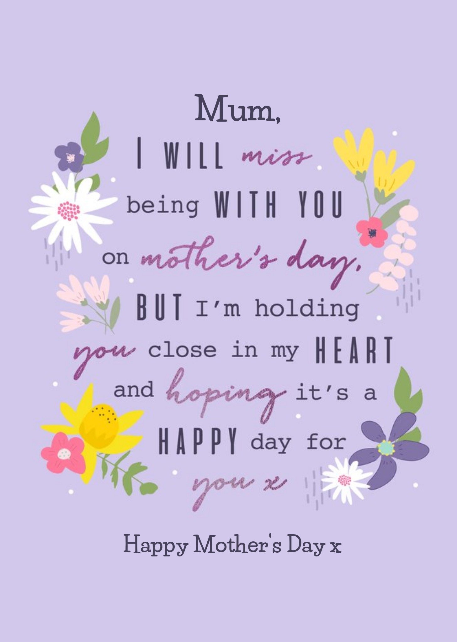 Moonpig Mumthoughtful Words Modern Floral Design Mother's Day Card