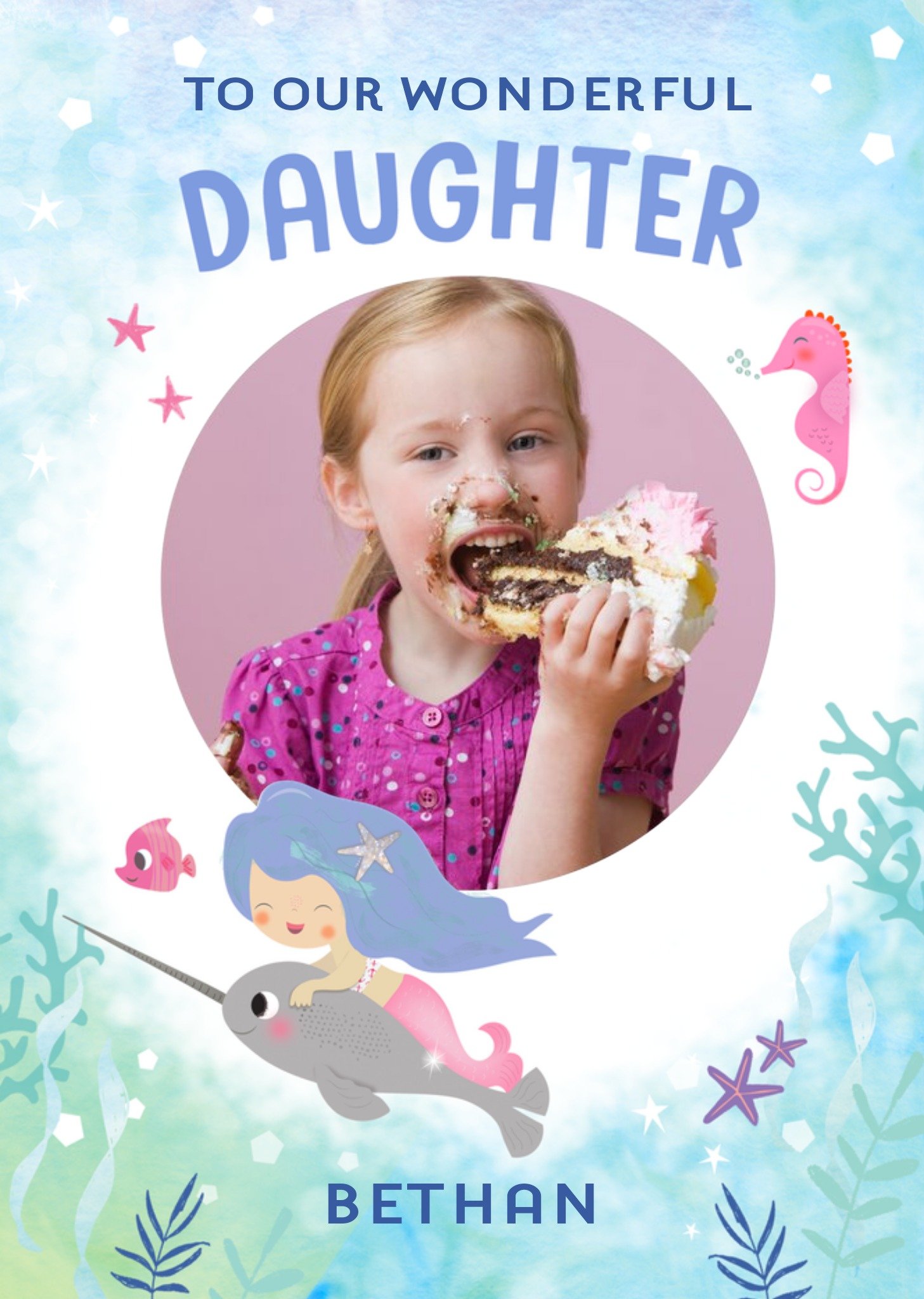 Moonpig Cute Photo Upload Illustrative Fantasy Underwater Birthday Card