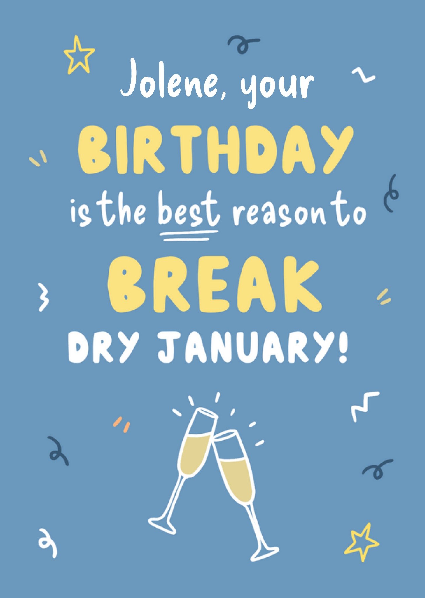 Moonpig Funny Your Birthday Is The Best Reason To Break Dry January Birthday Card, Large