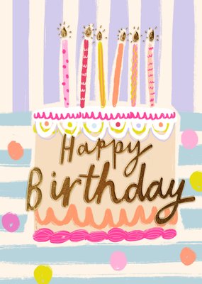 Happy Birthday Illustrated Cake Card
