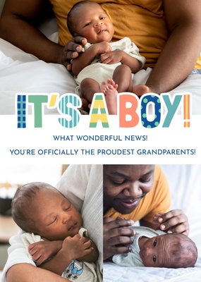 It's A Boy Photo Upload New Baby Card