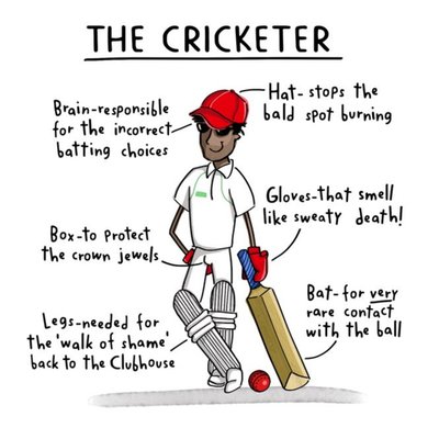 Funny The Cricketer Birthday Card