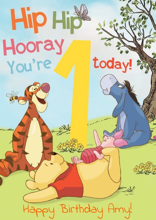 Winnie The Pooh 1 Today First Birthday Postcard