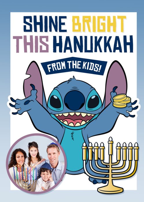 Disney Lilo And Stitch Photo Upload Shine Bright This Hanukkah Card