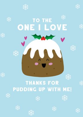 One I Love Cute Christmas Pudding Illustrated Scribbler Card 