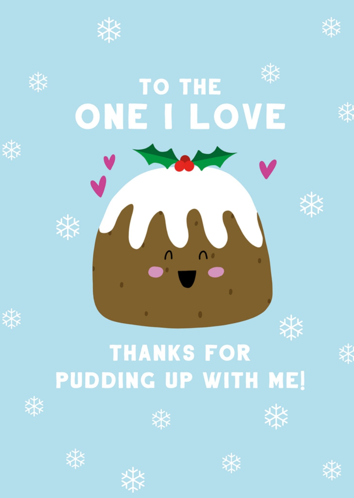 One I Love Cute Christmas Pudding Illustrated Scribbler Card