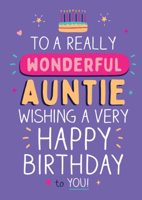 To A Really Wonderful Auntie Typographic Birthday Card