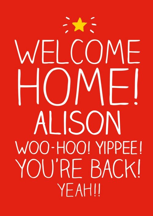 Happy Jackson Personalised Welcome Back Card