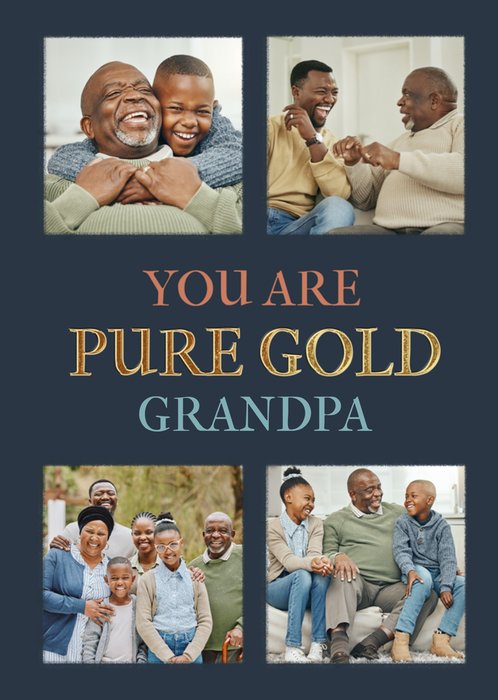 Pure Gold Grandpa Photo Upload Birthday Card