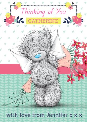 Tatty Teddy Secret Flowers Personalised Thinking Of You Card