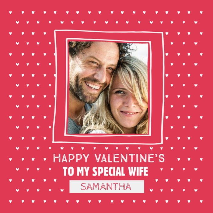 Valentines Frame Us Red Photo Upload Card