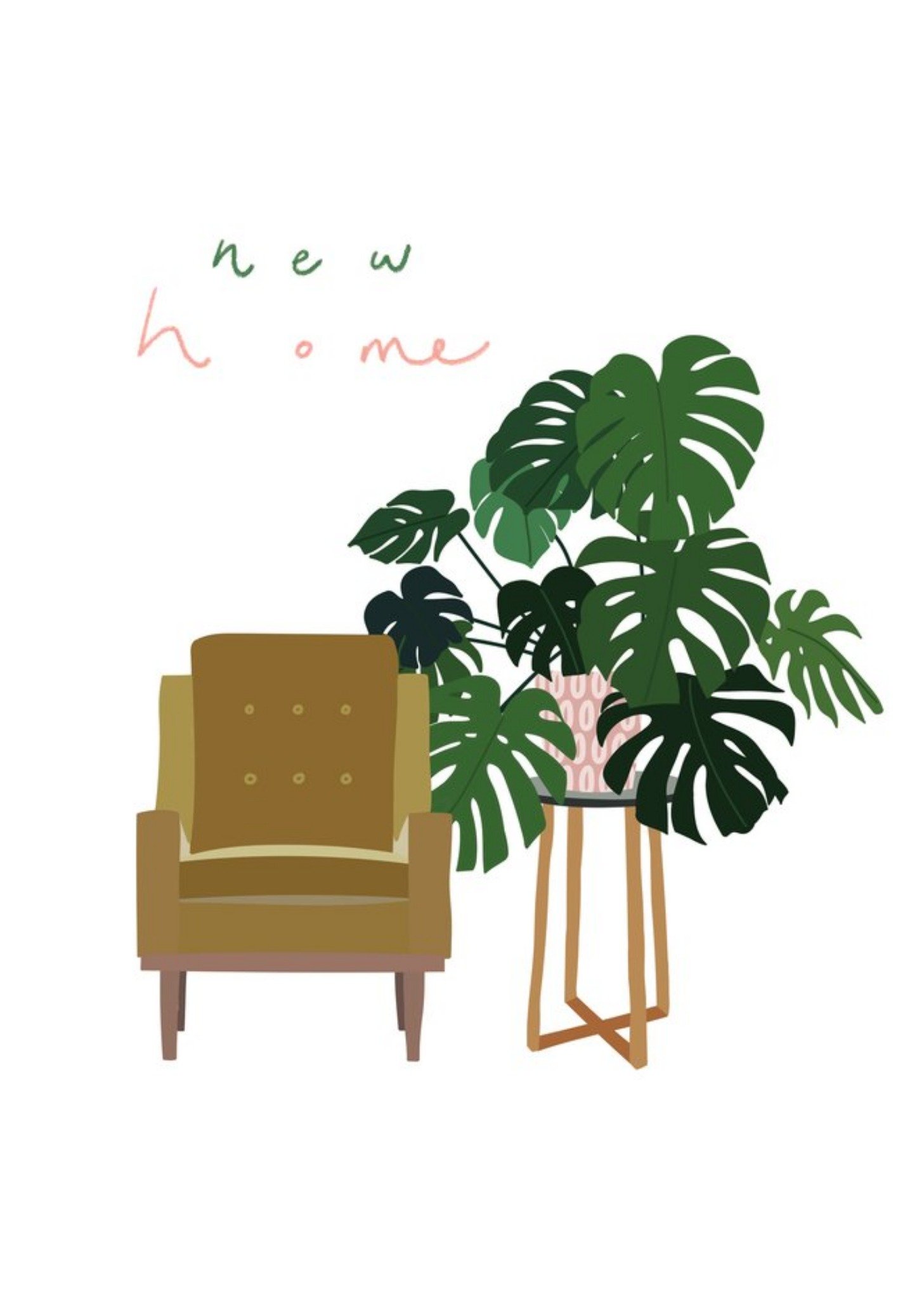 Moonpig Chloe Turner Cheese Plant New Home Card