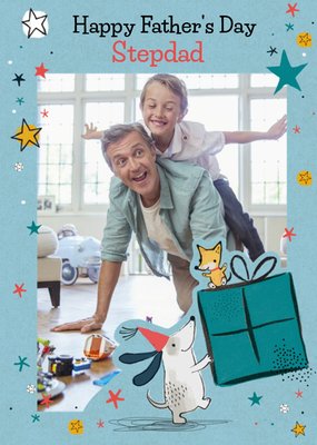 Cute Illustrated Photo Upload Stepdad Father's Day Card