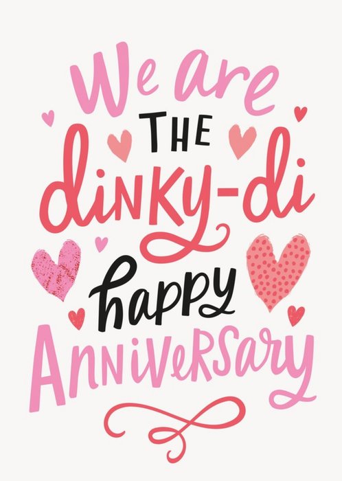 Dotty Black Typographic Australia Hearts Pink Anniversary Card