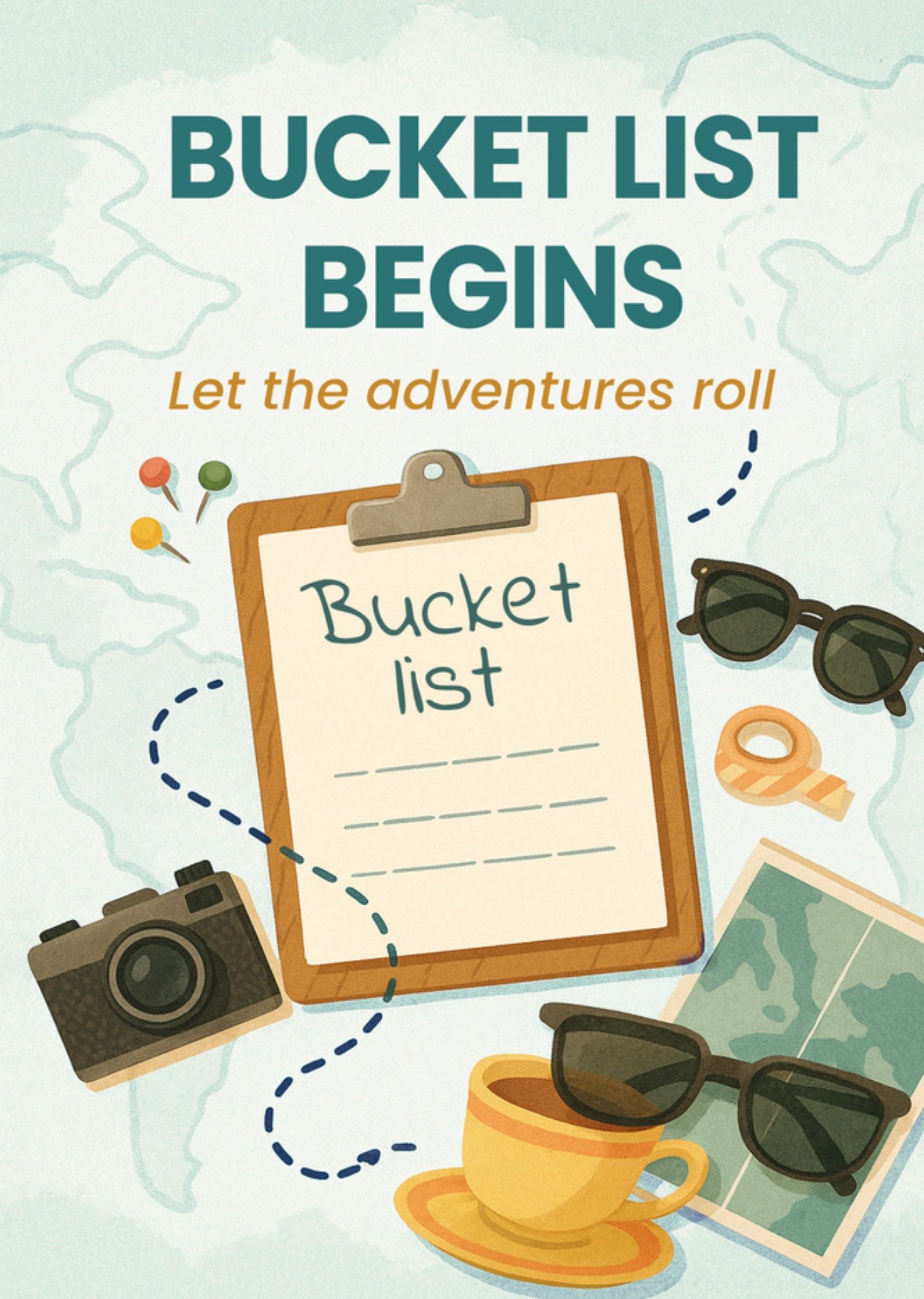 Moonpig Illustrated Adventure Bucket List Retirement Card