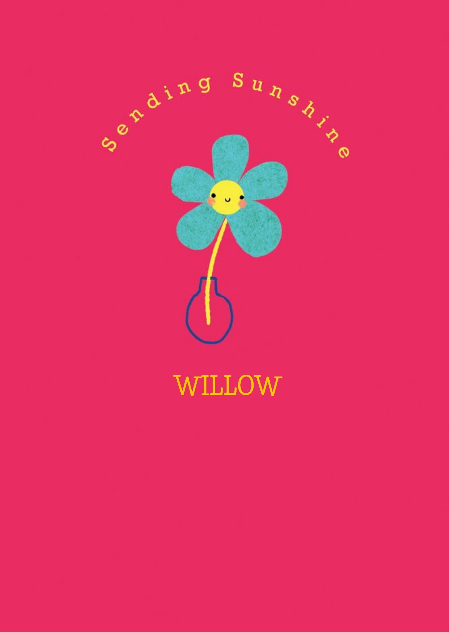 Moonpig Illustration Of A Flower On A Pink Background Sending Sunshine Thinking Of You Card