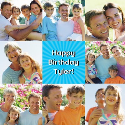 Square Multi Photo Personalised Upload Happy Birthday Card