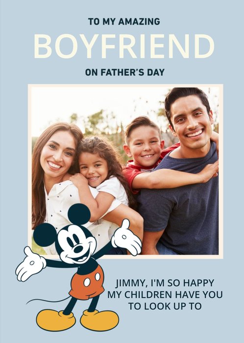 Disney Mickey Mouse Boyfriend Photo Upload Father's Day Card