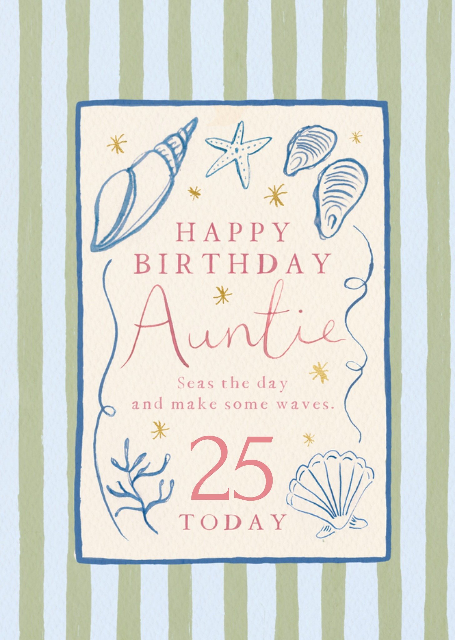 Moonpig Auntie Seas The Day Illustrated Shell Birthday Card